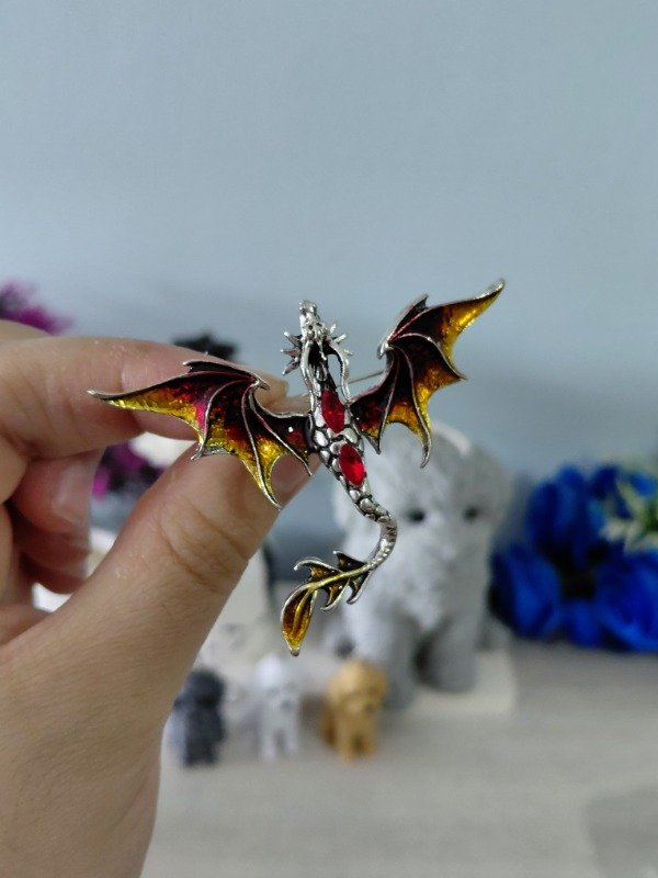 Producto - Prendedor metalizado - Dragón naranja PREMIUM (Modelo 2)