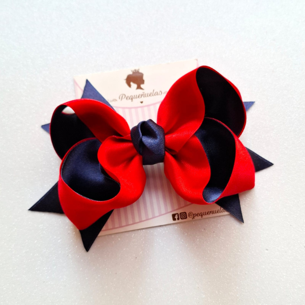 Producto - Maxi Moño Alice 12 cm Combinado Rojo y Azul Marino