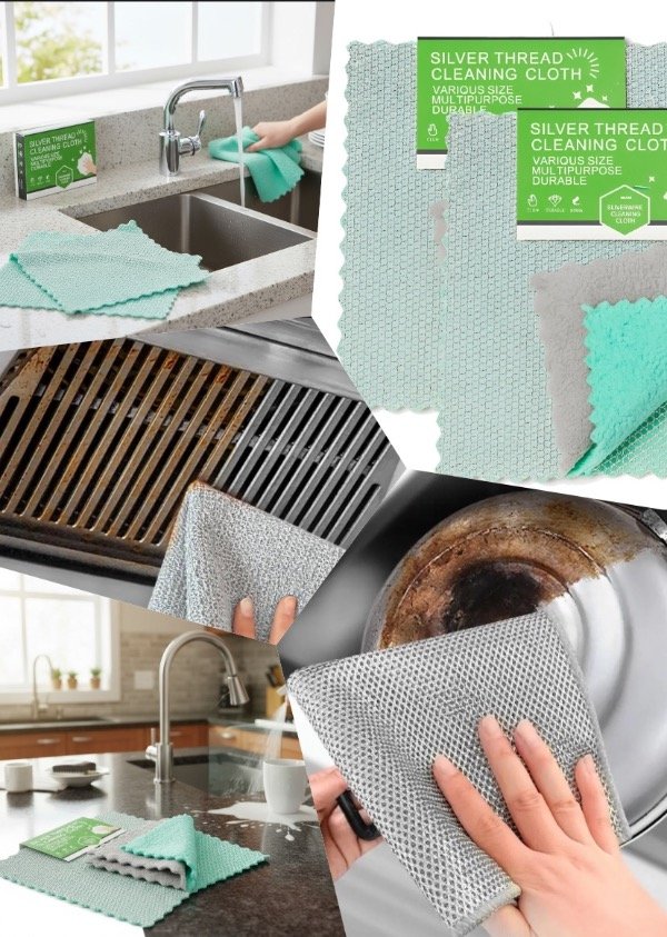 Producto - Paño de Acero limpieza Vajilla olla pack x 3 u color plateado