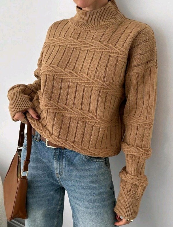 Producto - Sweater Shein tejido trenzado - Cuello alto