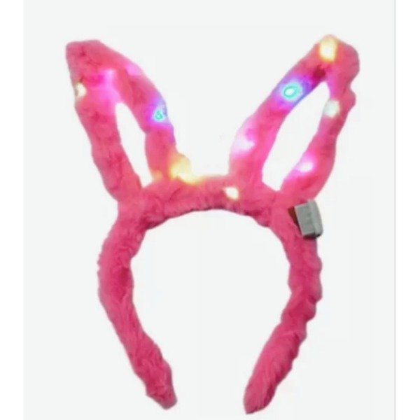 Producto - Vincha conejo peluche con luz color rosa