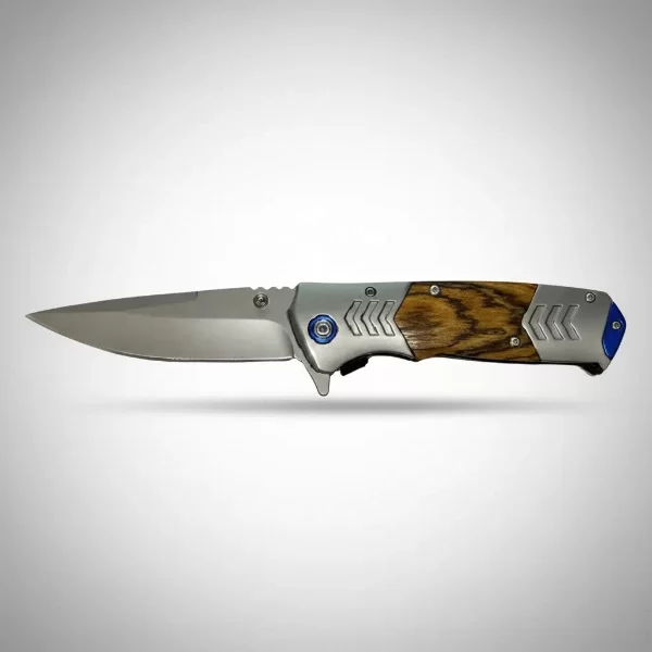 Producto - Navaja Tactica Plegable Madera Y Aluminio Mango Rompe Vidrio