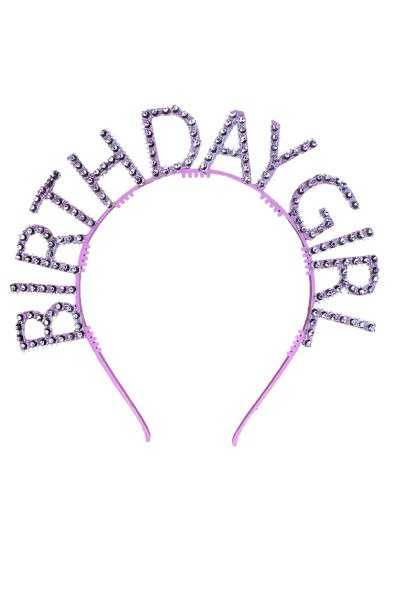 Producto - Vincha plastica con strass BIRTHDAY GIRL color rosa