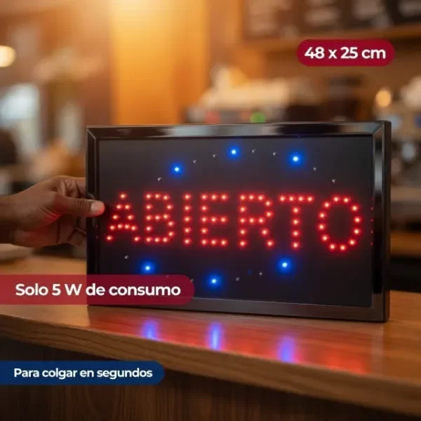 Producto - Cartel LED Luminoso "ABIERTO" 50X25cm