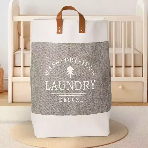 Producto - CESTO DE LAUNDRY DE TELA Y MANIJA CUERO