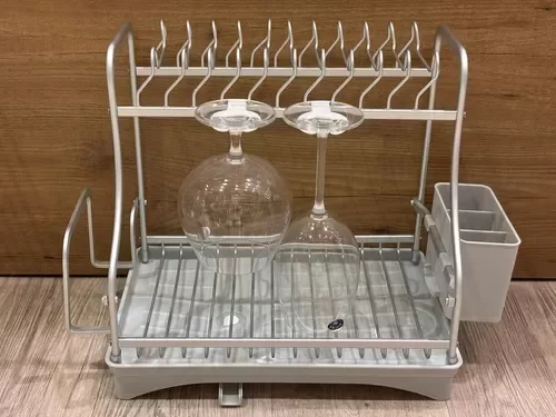 Producto - Secaplatos Escurridor De Plato Aluminio Inoxidable Dos Pisos