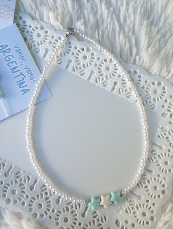 Producto - Collar argentina perlas y estrellitas