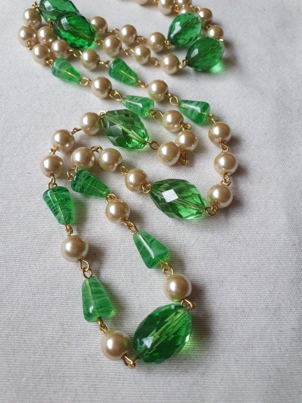 Producto - LUCERO Collar Infinito Perlas y Esmeraldas