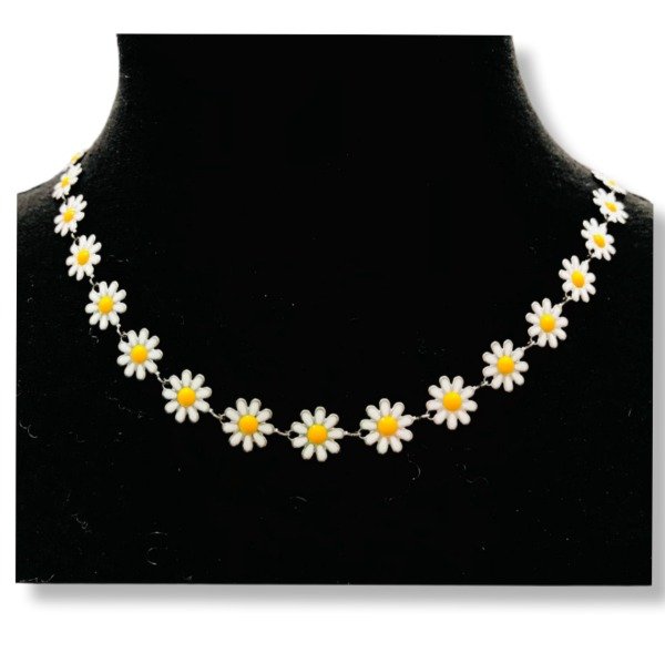 Producto - Collar margaritas blancas acero quirúrgico