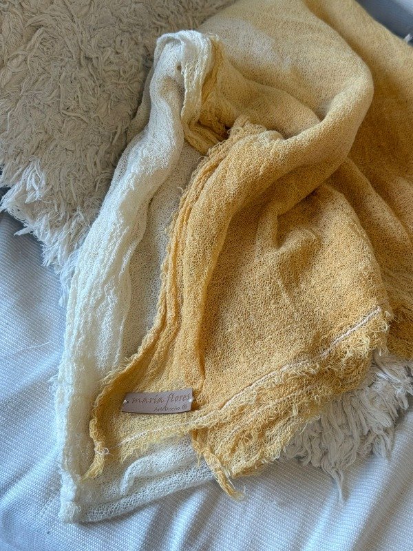 Producto - Chalina COTTON gasa algodón MOSTAZA Degradé