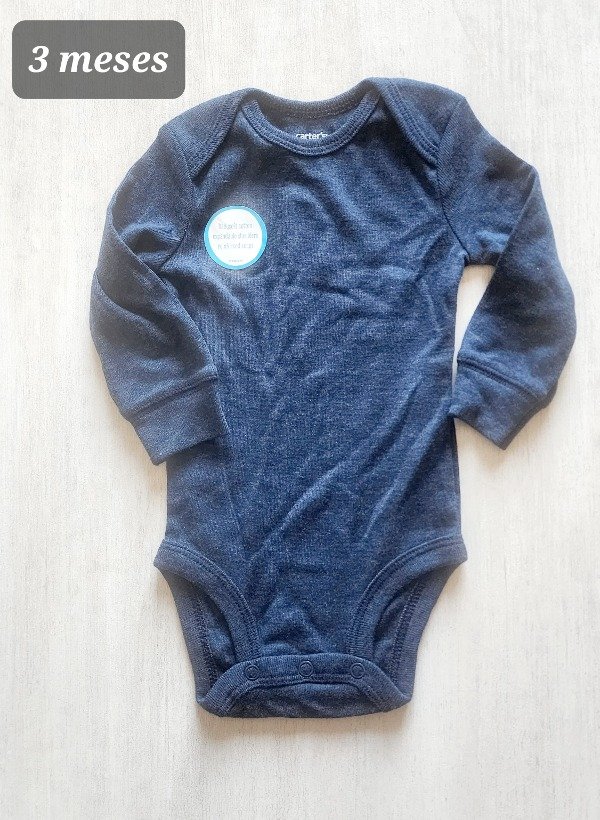 Body manga larga carters 3 meses azul