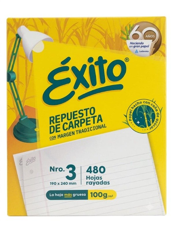 Producto - Repuesto de Hojas Éxito - 480 Hojas RAYADAS