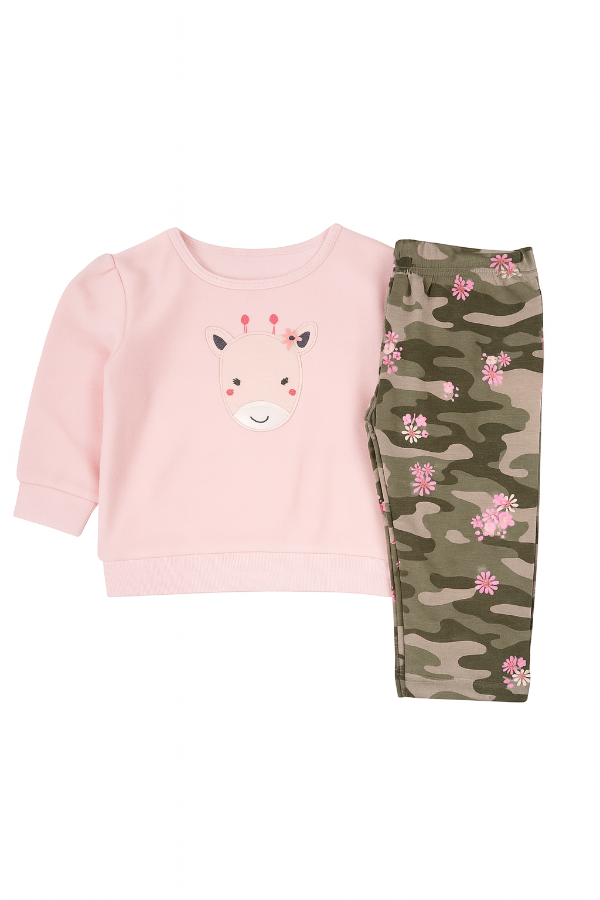 Producto - Buzo micropolar rosa + calzas algodón 931