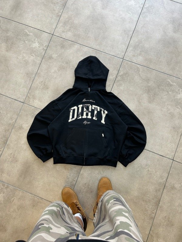 Producto - ZIP HOODIE DIRTY NEGRO/CREMA