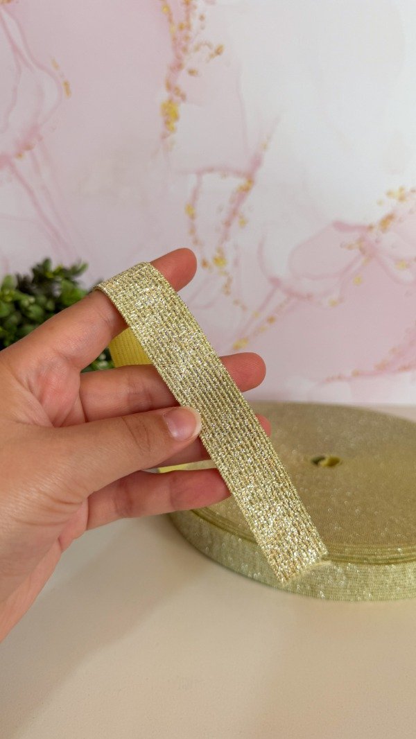 Producto - Elástico lurex 20mm amarillo - 3 mts