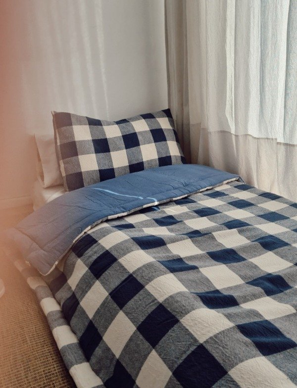 Producto - Pre-Order Set acolchado Vichy Azul 1 Plaza