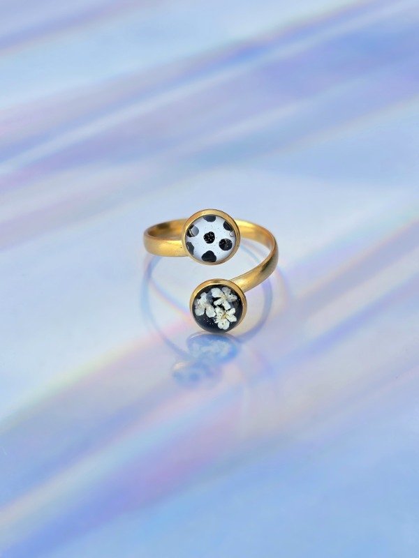 Producto - anillo polka dot - dálmata de oro