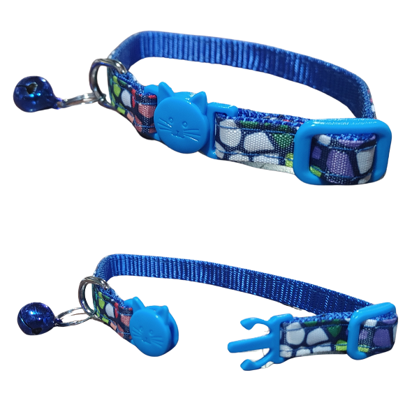 Producto - Collar Para Gatos Con Cascabel Sonoro Broche Click Ajustable marmolado - 1