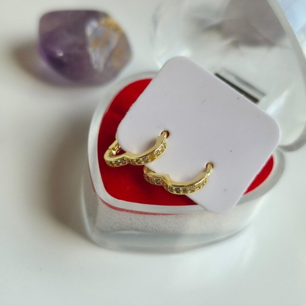 Producto - Arito acero dorado stras hugguies