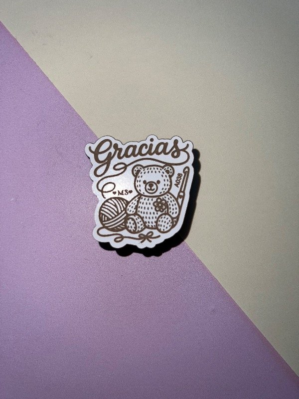 Producto - Sello gracias osito tejido