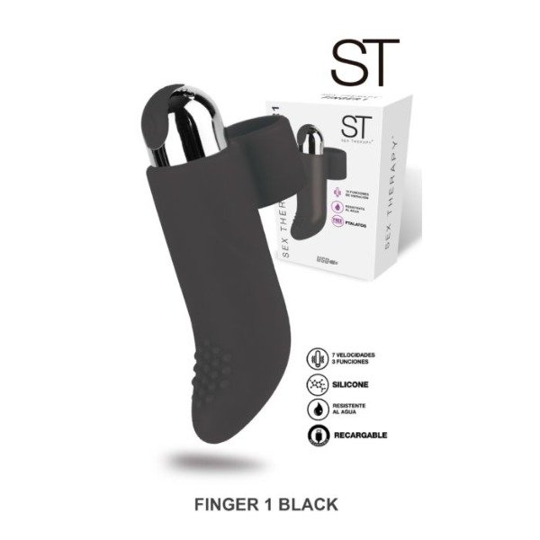 Producto - Bala vibradora para dedo Finger vibe recargable - 20026 BLACK