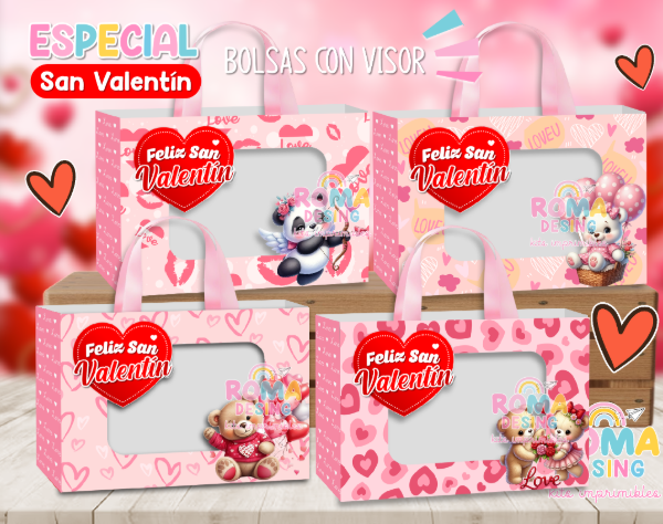 Producto - Bolsas  visor San Valentin ( pack 2 )