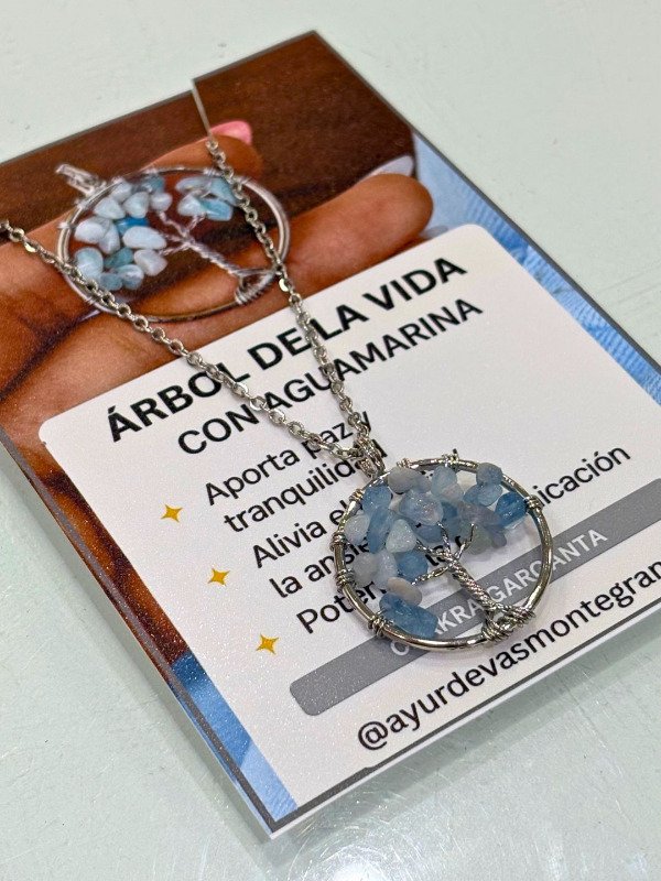 Producto - Amuleto collar árbol de la vida con aguamarina