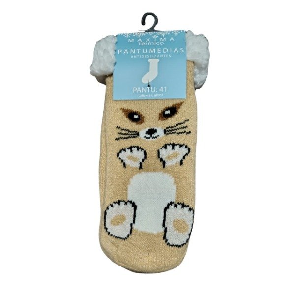 Producto - Pantumedias niños talle 1 (de 4 a 6 años) marrón con gato