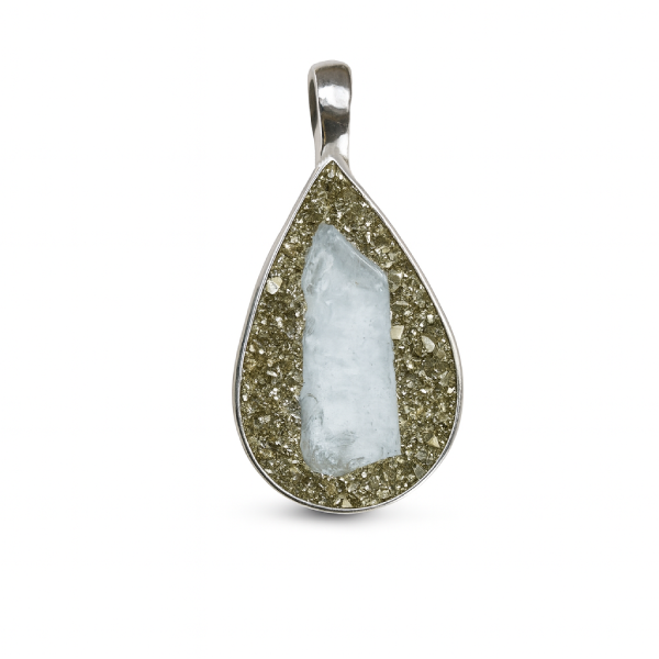 Producto - Gota de Cuarzo Cristal con Pirita