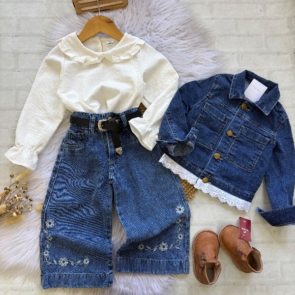 Jeans wide leg bordado Emily talles hasta 4 años — imagen 2