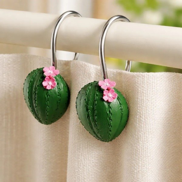 Producto - Set de Ganchos "Cactus" para Cortinas de Baño