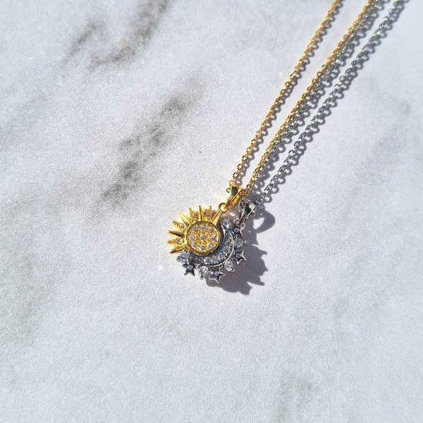Producto - Collares Sol y Luna Plateada