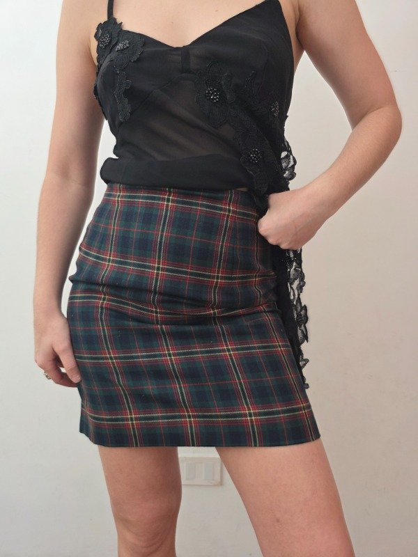 Producto - Falda Tartan Tubo Verde