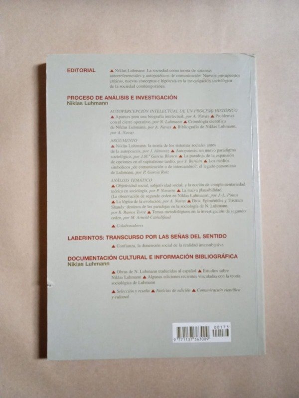 Producto - Revista anthropos #173-174 - Niklas Luhmann - Julio-Octubre 1997 - 1