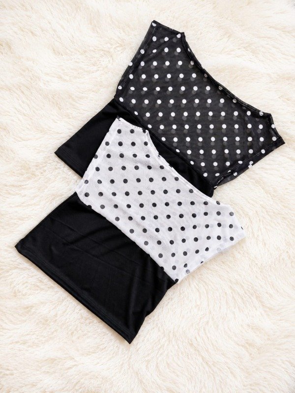 Producto - remera de tul lunares combinado