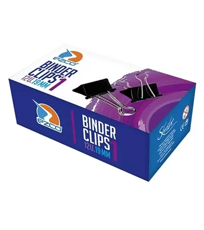 Producto - Broches binder negro Ezco 19 mm x docena