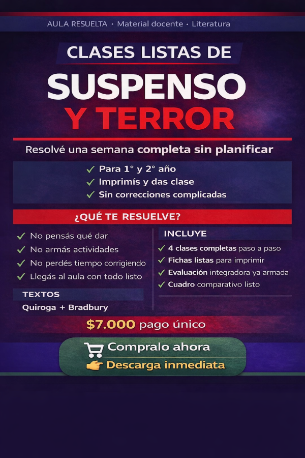 Producto - CLASES LISTAS DE SUSPENSO Y TERROR PARA 1RO Y 2DO SECUNDARIA