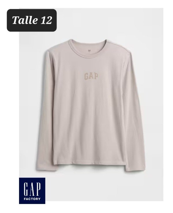 Producto - Remera manga larga gap talle 12 beighe
