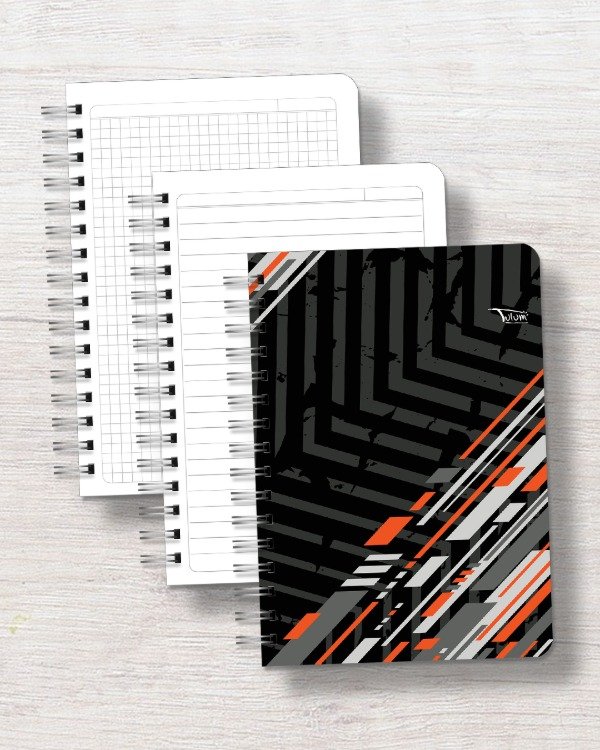 Producto - Cuaderno A5 tapa rígida plástica 120h dis. flechas naranja