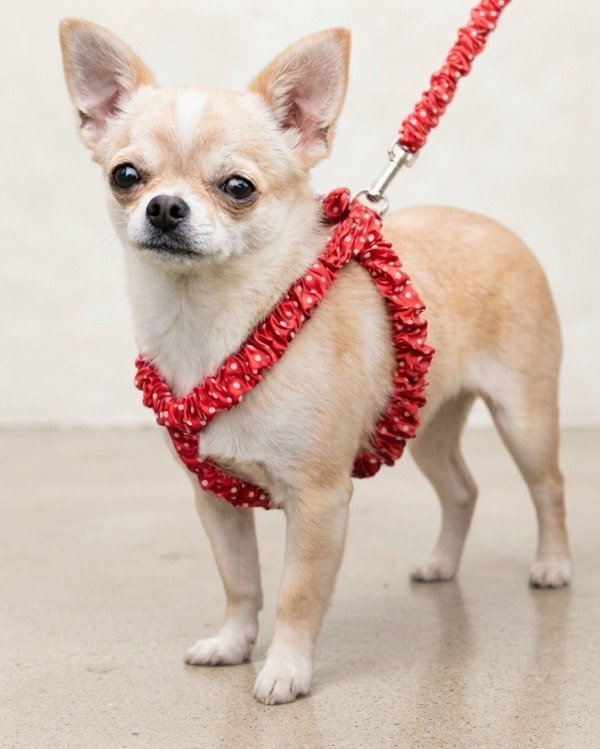 Producto - Pretal Con Correa Para Perros Y Gatos Pequeños Diseños de tela con frunce - 0