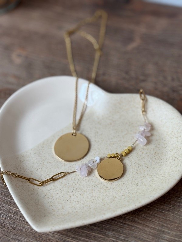 Producto - Conjunto Dorado Cuarzo Rosa