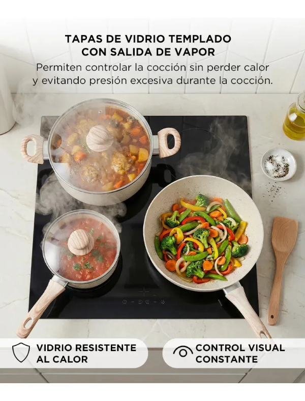 Producto - Batería De Cocina Set De Ollas 9 Piezas Granito Stone Antiadherente Tapa Vidrio - 1
