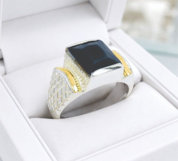 Producto - Anillo Sello Plata y Oro (Cod. A-075)