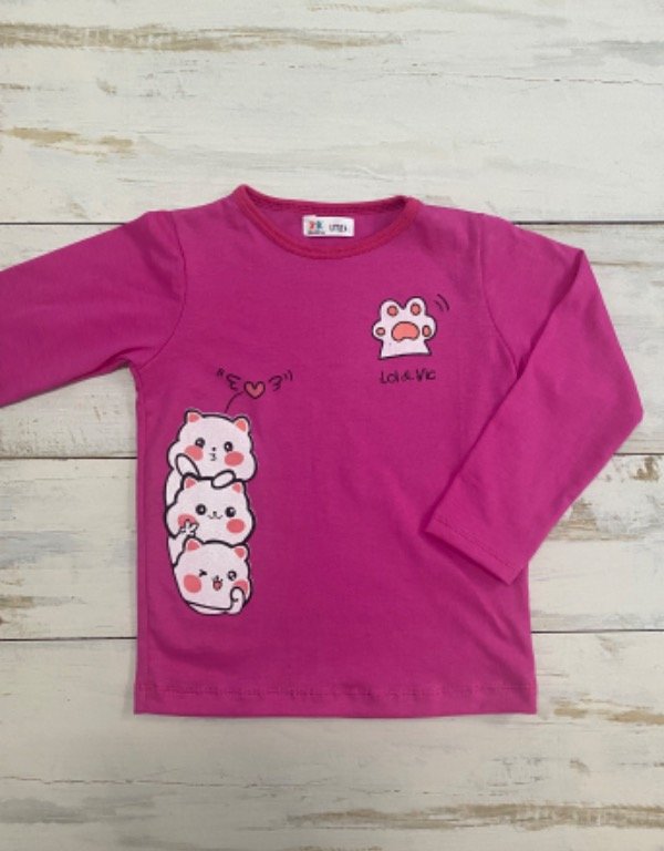 Producto - Remera gatitos fuxia