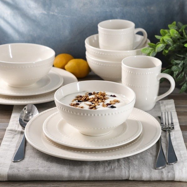 Producto - SET DE VAJILLA BLANCO CON PUNTOS CERAMICA 16 PIEZAS COD 1354 - 2