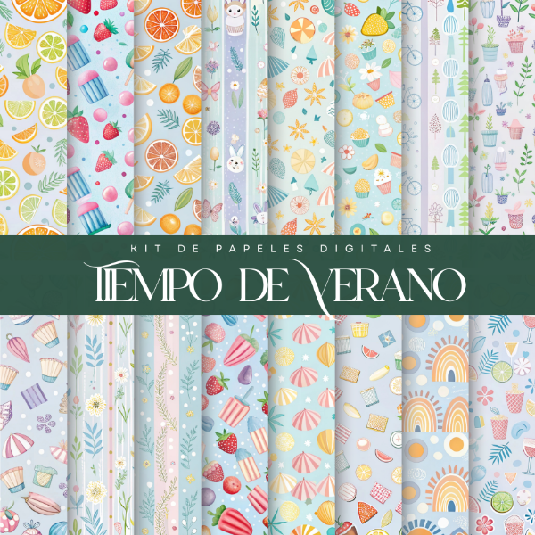 Producto - Archivo Digital: Kit de papeles Tiempo de Verano