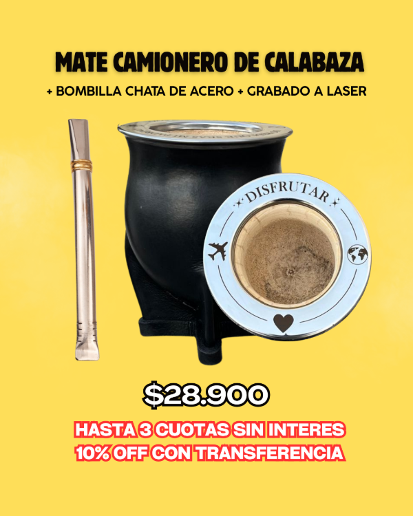 Producto - MATE CAMIONERO DE CALABAZA PERSONALIZADO + BOMBILLA CHATA