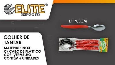 Producto - JUEGO 6 CUCHARAS DE INOX ROJAS 19,5CM (50KITS)