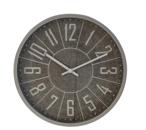 Producto - RELOJ PARED 30C GRIS NUMEROS GRANDES TALLADOS