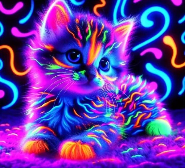 Producto - DIAMOND PAINTING 50X50 GATITO EFECTO FLUOR